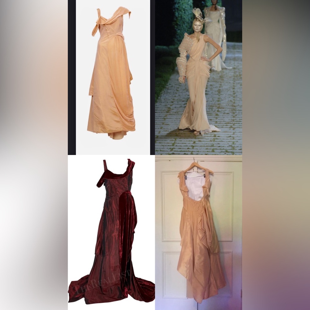 2006 Dior Galliano couture runway peach velvet wedding gown w/ draping & bodice